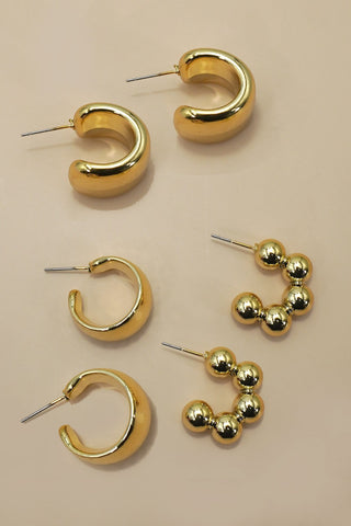 MULTI CLASSIC TRIO HOOP STUD EARRINGS | 40E448