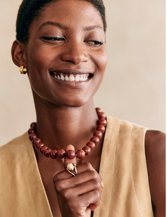 NATURAL STONE AGATE GLASS STAINLESS STEEL NECKLACE | 40NK9627