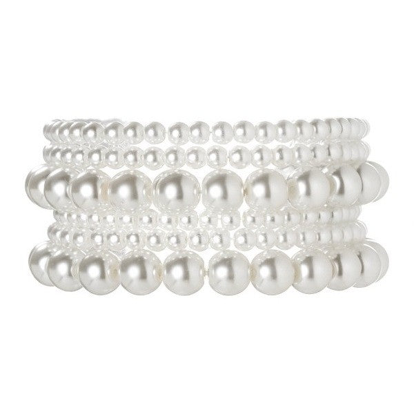 CLASSIC MULTI PEARL BALL BEAD STRETCHABLE BRACELET | 40B5205