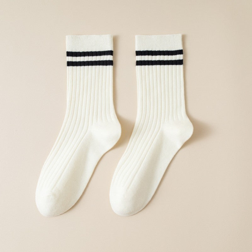 WOMAN STRIPE HALF CREW THROWBACK COTTON SOCKS | 40S02076