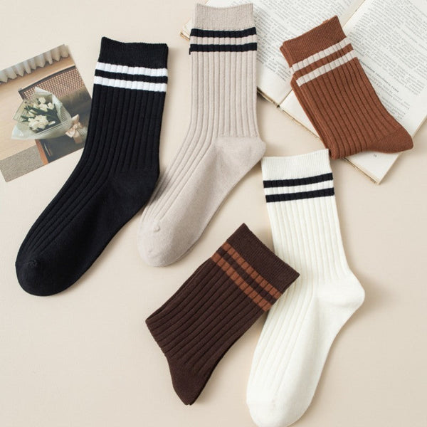 WOMAN STRIPE HALF CREW THROWBACK COTTON SOCKS | 40S02076