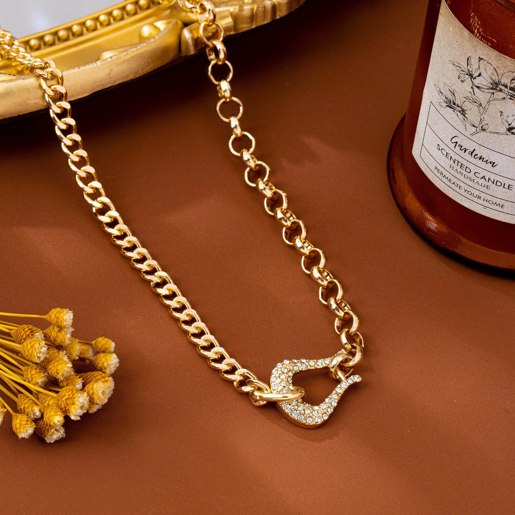 Pave Crystal Horseshoe Carabiner Mixed Necklace | 80N95006