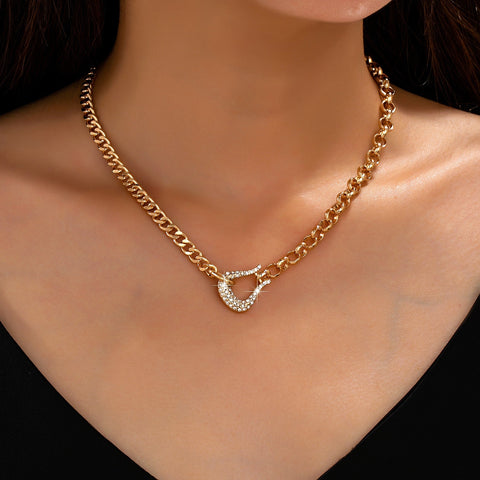 Pave Crystal Horseshoe Carabiner Mixed Necklace | 80N95006
