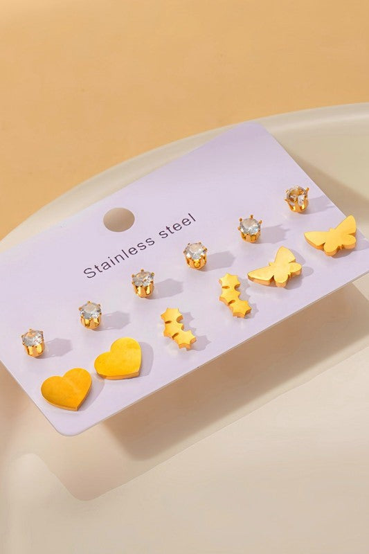 18K STAINLESS STEEL WATERPROOF TARNISH FREE 6 PAIR | 40E455