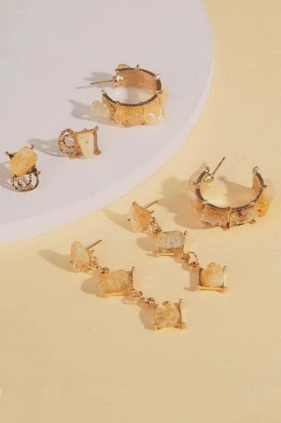 NATURAL STONE TRIO EARRING | 40E456