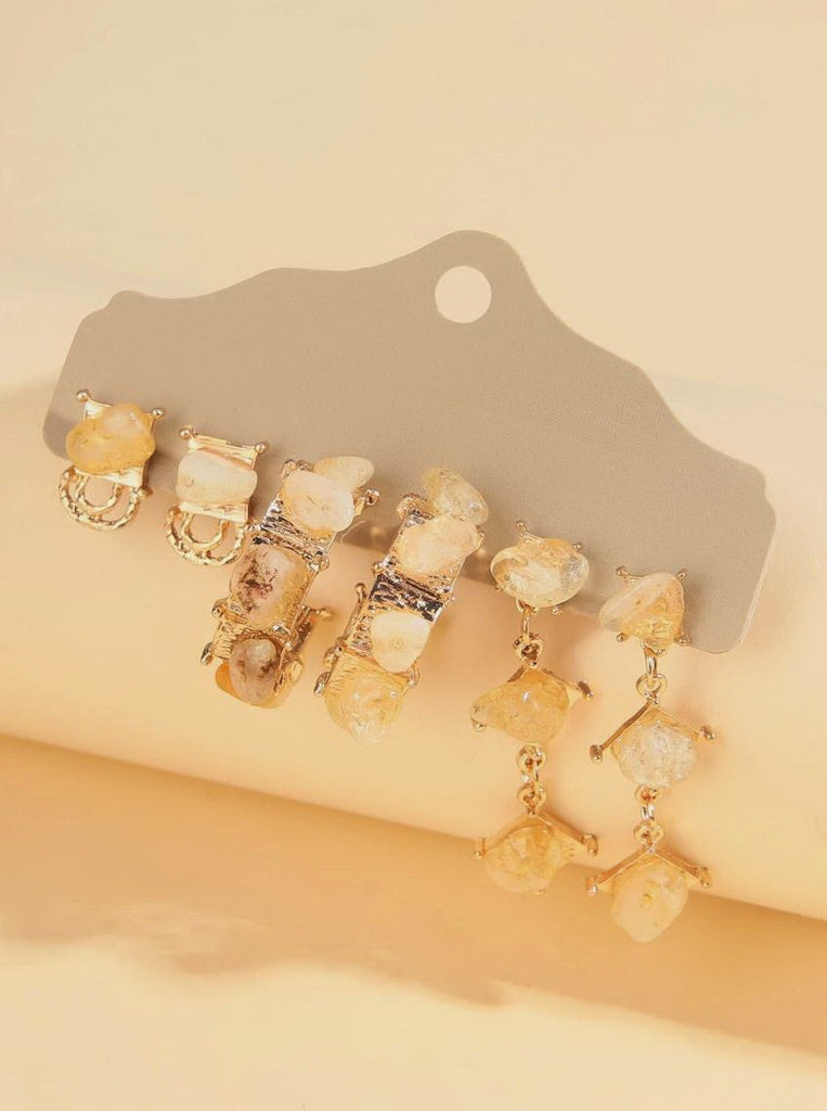 NATURAL STONE TRIO EARRING | 40E456