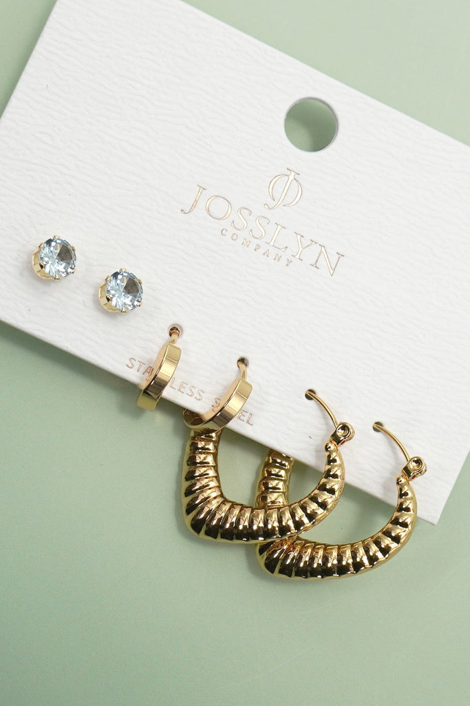 18K STAINLESS STEEL WATERPROOF TARNISH FREE HOOPS | 40E459