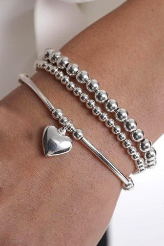MULTI BALL CHAIN SILVER STRETCHABLE BRACELET | 40B5206