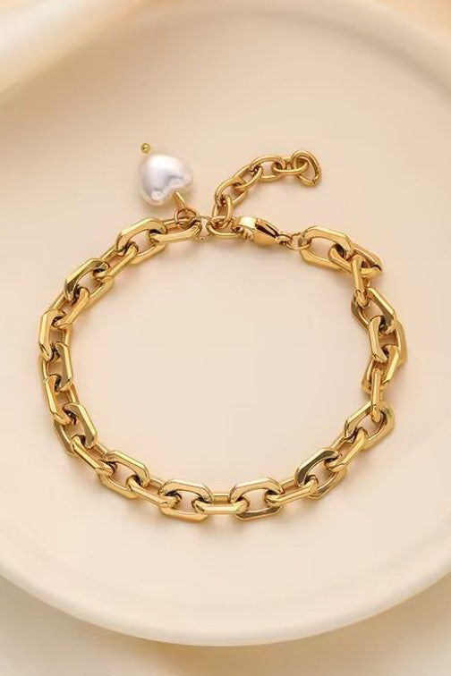 18K STAINLESS STEEL TARNISH FREE PEARL BRACELET | 40B5209