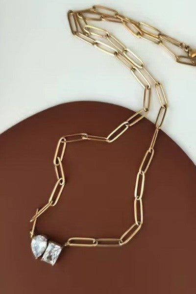 18K STAINLESS STEEL TARNISH FREE RHIN NECKLACE | 40NK9634