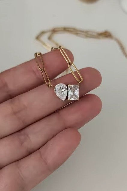 18K STAINLESS STEEL TARNISH FREE RHIN NECKLACE | 40NK9634