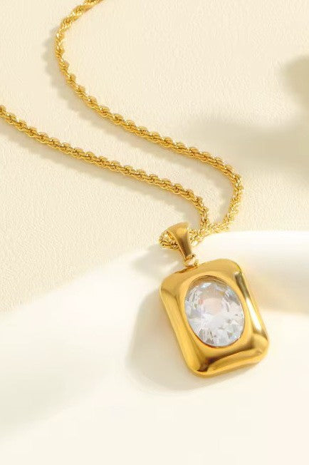 18K STAINLESS STEEL TARNISH FREE RHINE NECKLACE | 40NK9635