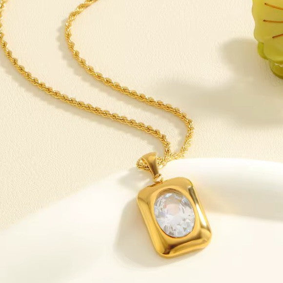 18K STAINLESS STEEL TARNISH FREE RHINE NECKLACE | 40NK9635