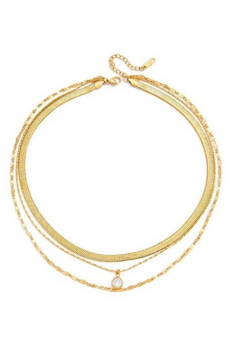 18K STAINLESS STEEL TARNISH FREE LAYERED NECKLACE | 40NK9636
