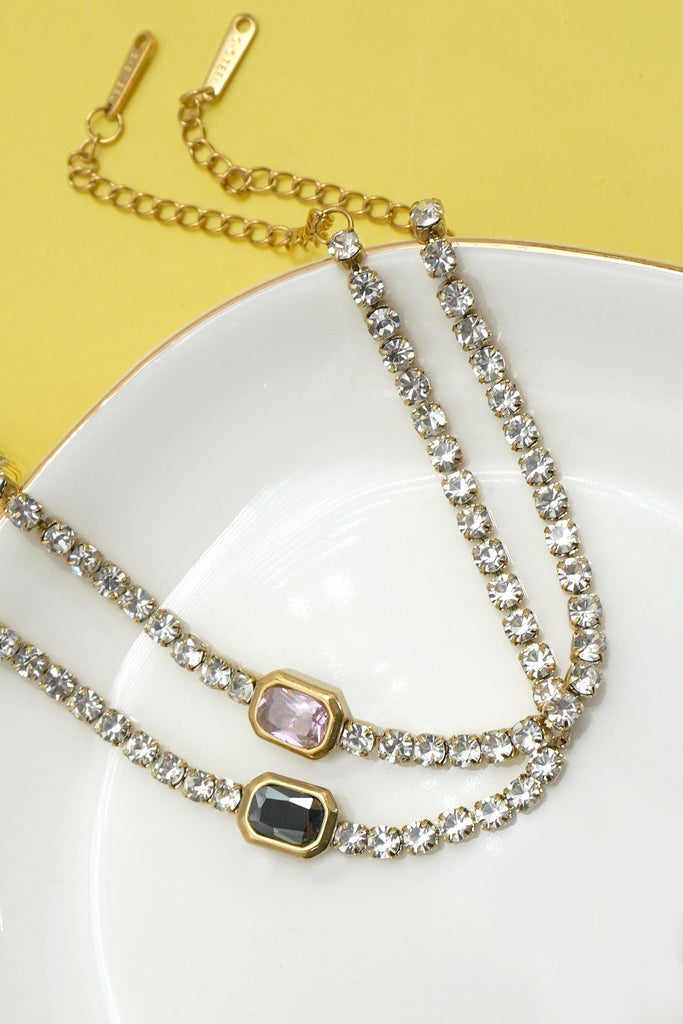 18K STAINLESS STEEL TARNISH FREE GEMSTONE BRACELET | 40B5212