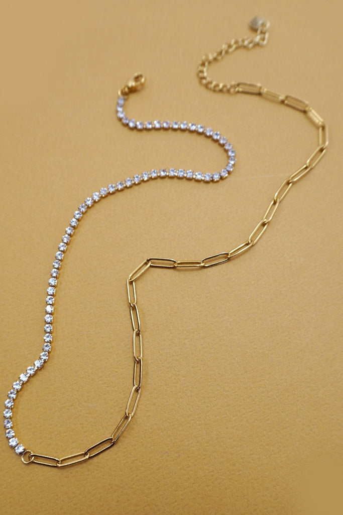 18K STAINLESS STEEL TARNISH FREE TENNIS NECKLACE | 40NK9641