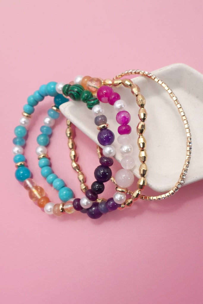 MULTI COLORED GLASS BEADED BRACELET | 40B5216