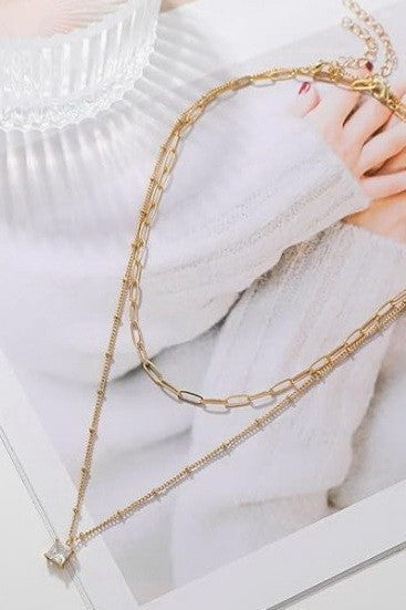 18K STAINLESS STEEL TARNISH FREE LAYERED NECKLACE | 40NK9644