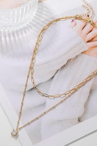 18K STAINLESS STEEL TARNISH FREE LAYERED NECKLACE | 40NK9644