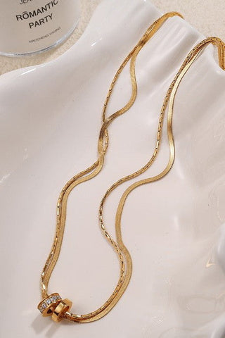 18K STAINLESS STEEL TARNISH FREE LAYERED NECKLACE | 40NK9645