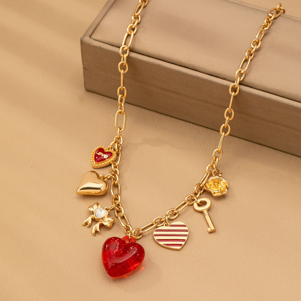 CHARM NECKLACE-HEARTS KEY BOW LOVE | 80N92641