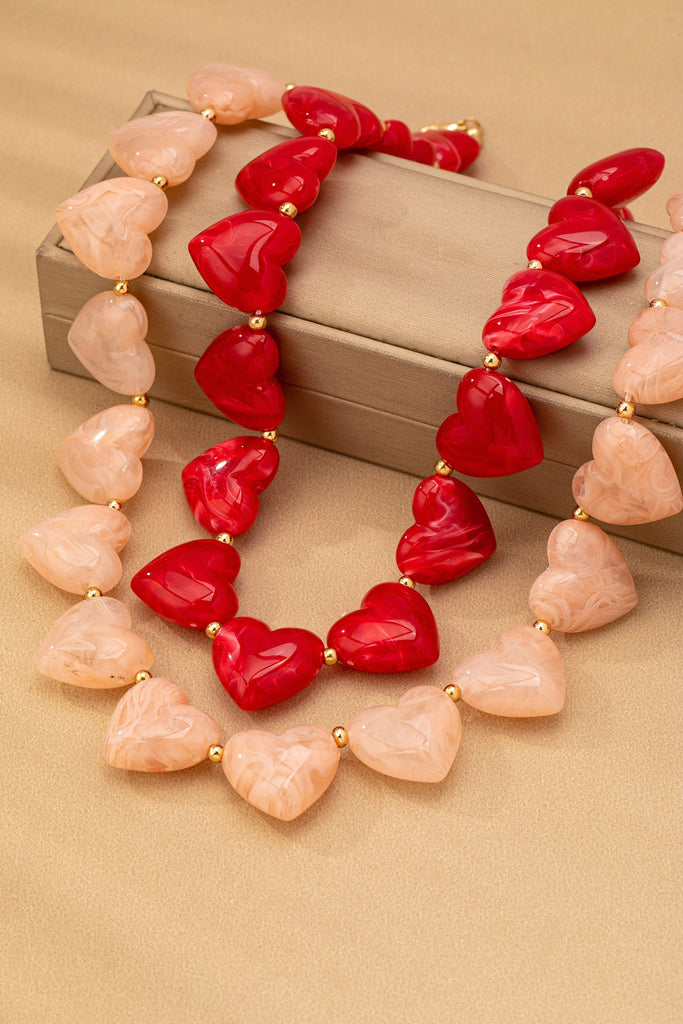 LARGE HEART SHAPE BEADED NECKLACE | 80N92654