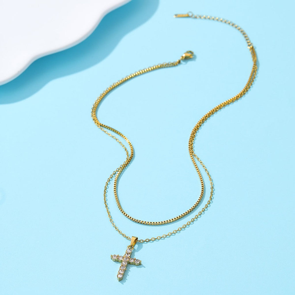 18K STAINLESS STEEL TARNISH FREE CROSS NECKLACE | 40NK9674
