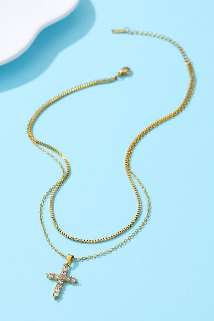 18K STAINLESS STEEL TARNISH FREE CROSS NECKLACE | 40NK9674