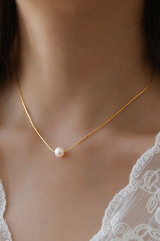 18K STAINLESS STEEL TARNISH FREE PEARL NECKLACE | 40NK9649