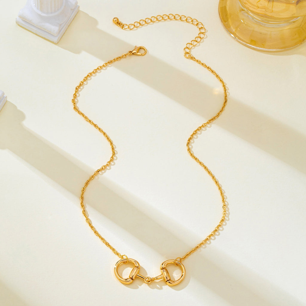 Horsebit Centerpiece Cable Chain Necklace | 80N95008