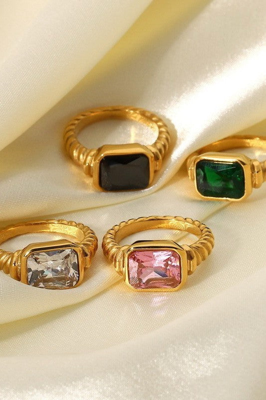 18K STAINLESS STEEL TARNISH FREE  RHINESTONE RINGS | 40R135