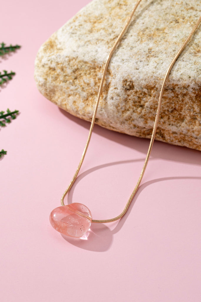 NATURAL STONE SEMI PRECIOUS HEART NECKLACE | 80N92675