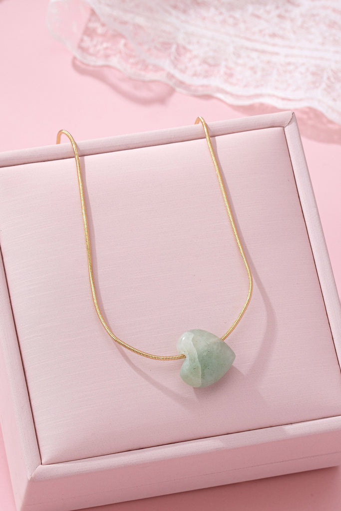 NATURAL STONE SEMI PRECIOUS HEART NECKLACE | 80N92675