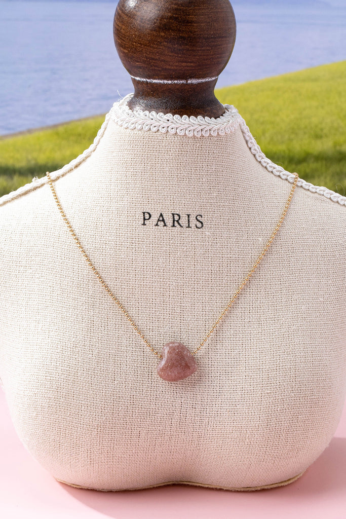 NATURAL STONE SEMI PRECIOUS HEART NECKLACE | 80N92675