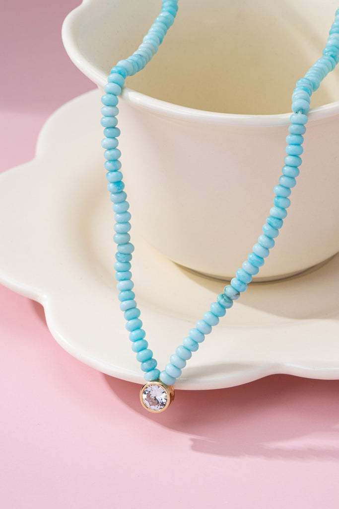 NATURAL SEMI PRECIOUS STONE BEADED CHARM NECKLACE | 80N92658