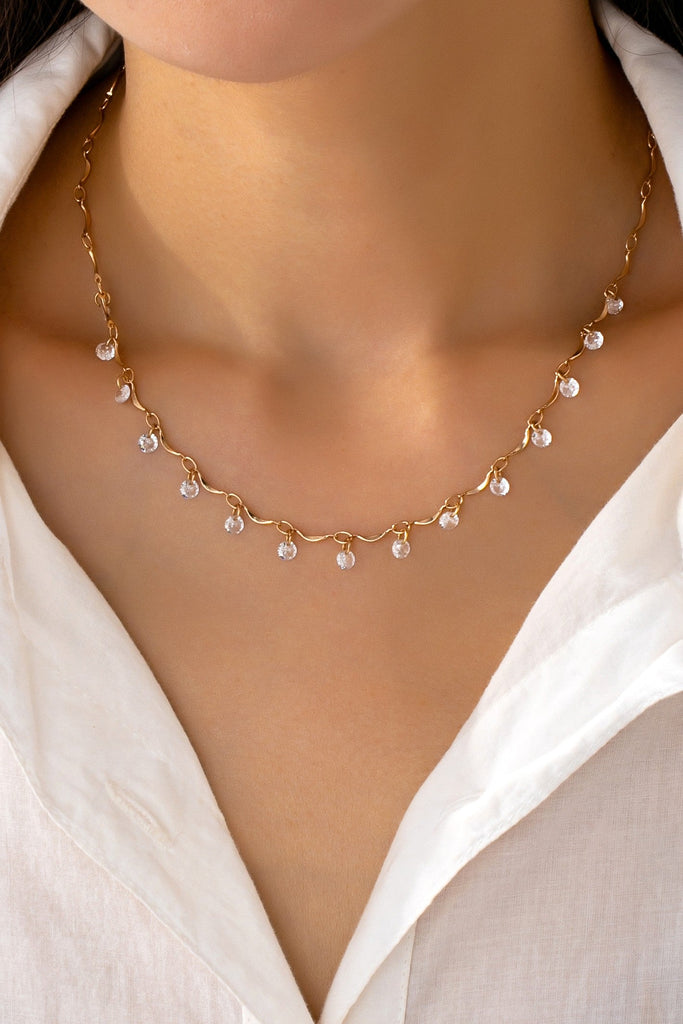 CRYSTAL BEADED STATION NECKLACE | 80N92673