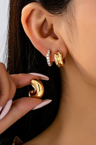 Rhinestone Double Puffy Hoop Trio | 80E61591