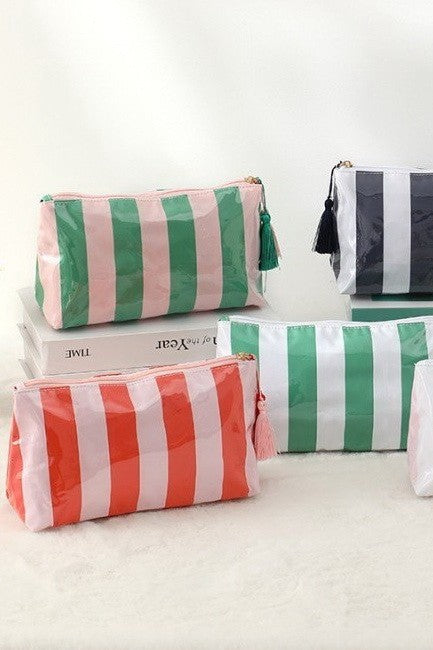 TRAVEL STRIPE COSMETIC MAKEUP POUCH BAG | 40P594