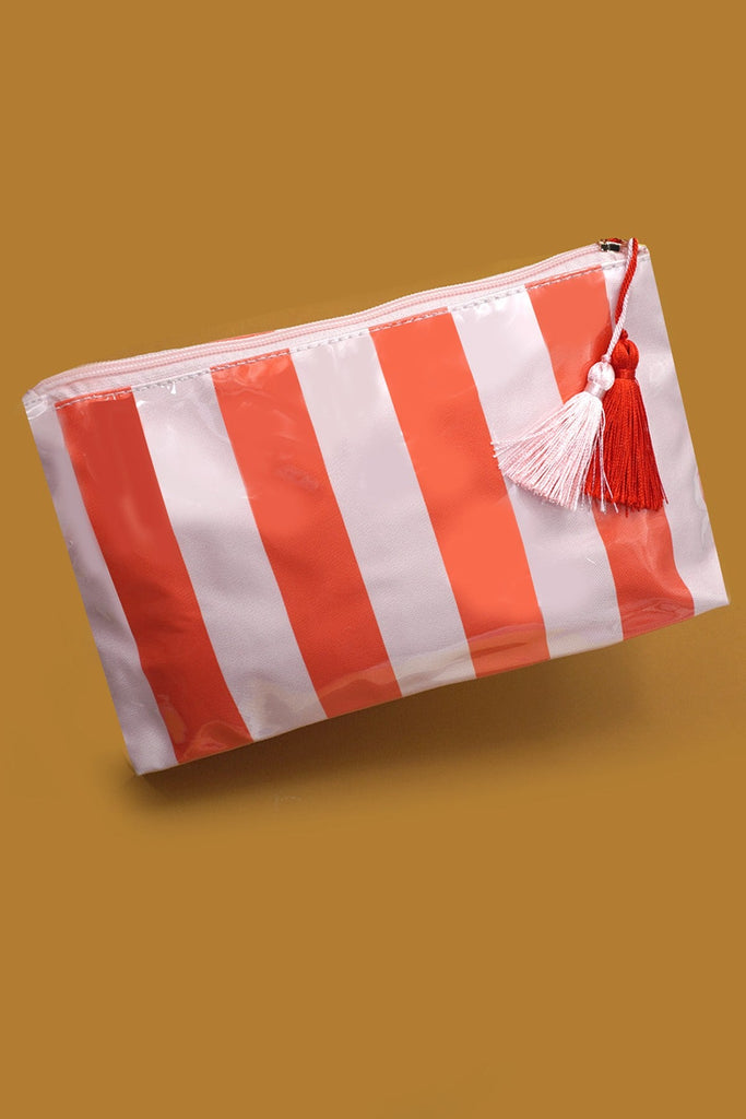 TRAVEL STRIPE COSMETIC MAKEUP POUCH BAG | 40P594