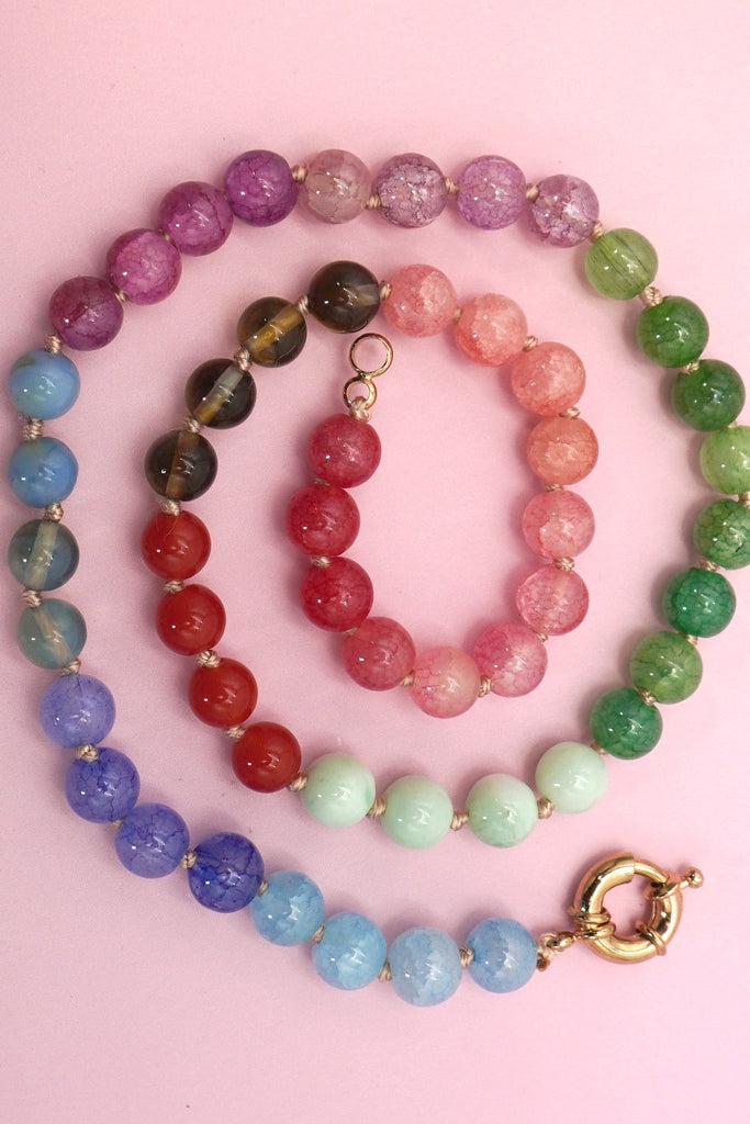 Natural Stone Semi-Precious Glass Mixed Necklace | 40NK9659