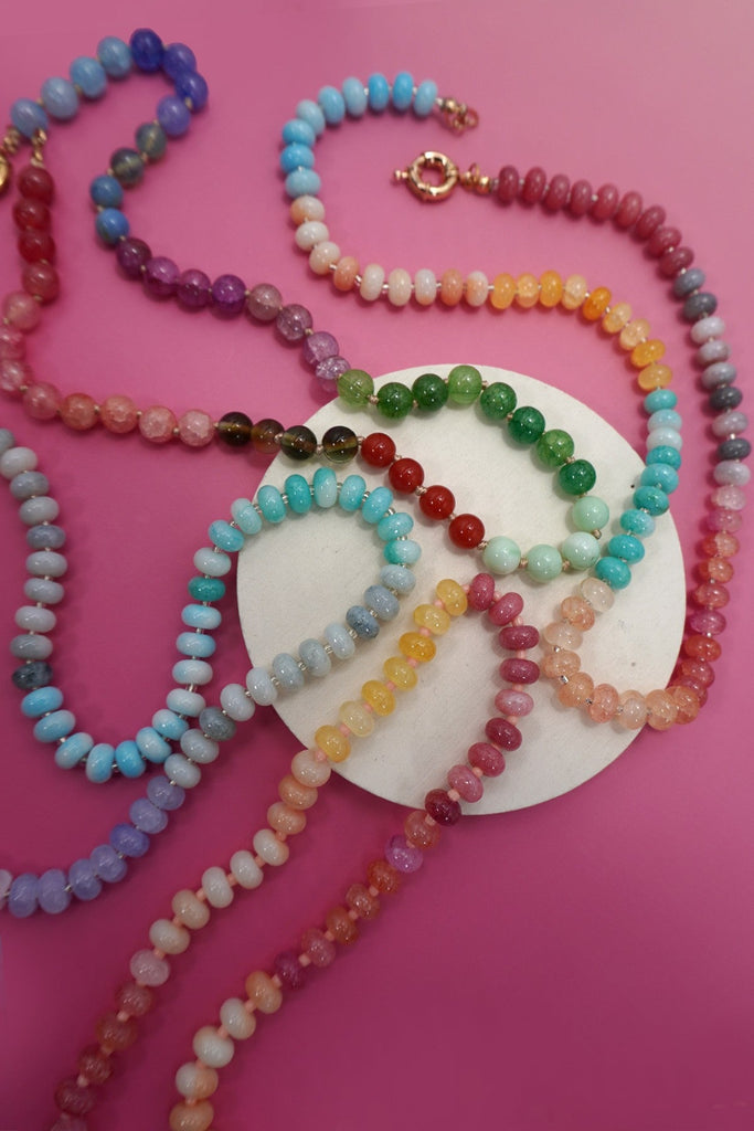 Natural Stone Semi-Precious Glass Mixed Necklace | 40NK9659