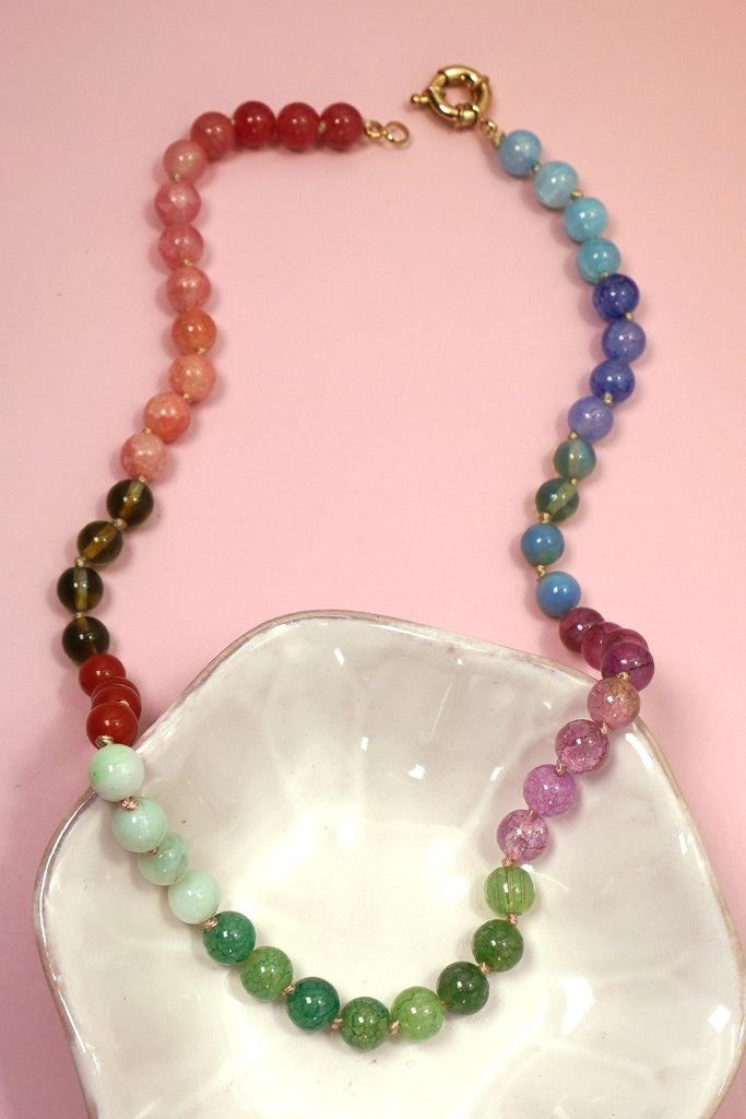 Natural Stone Semi-Precious Glass Mixed Necklace | 40NK9659