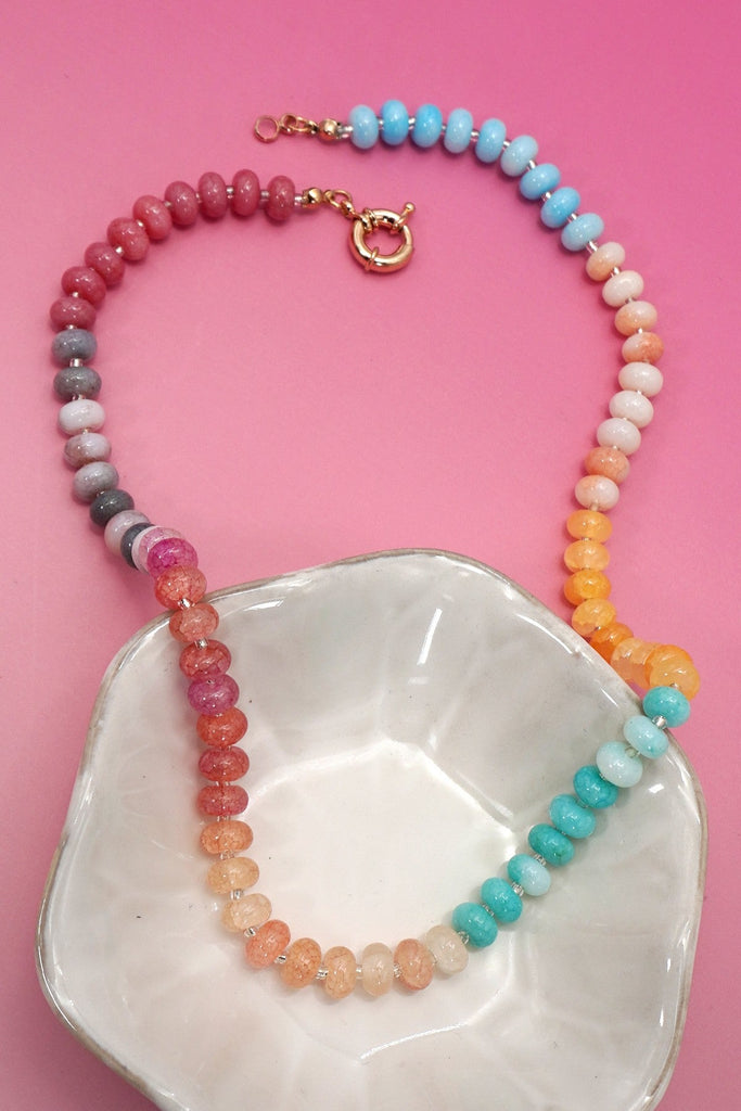 Natural Stone Semi-Precious Glass Mixed Necklace | 40NK9659