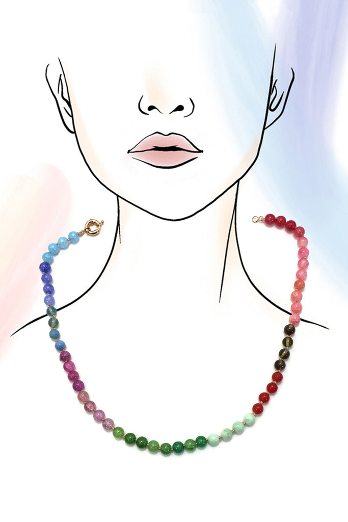 Natural Stone Semi-Precious Glass Mixed Necklace | 40NK9659