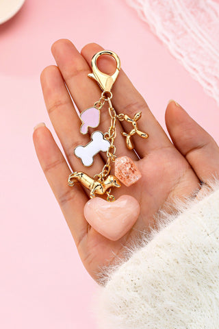 BAG CHARM-HEART DOG BONE BAG CHARM KEY CHAIN | 80K095