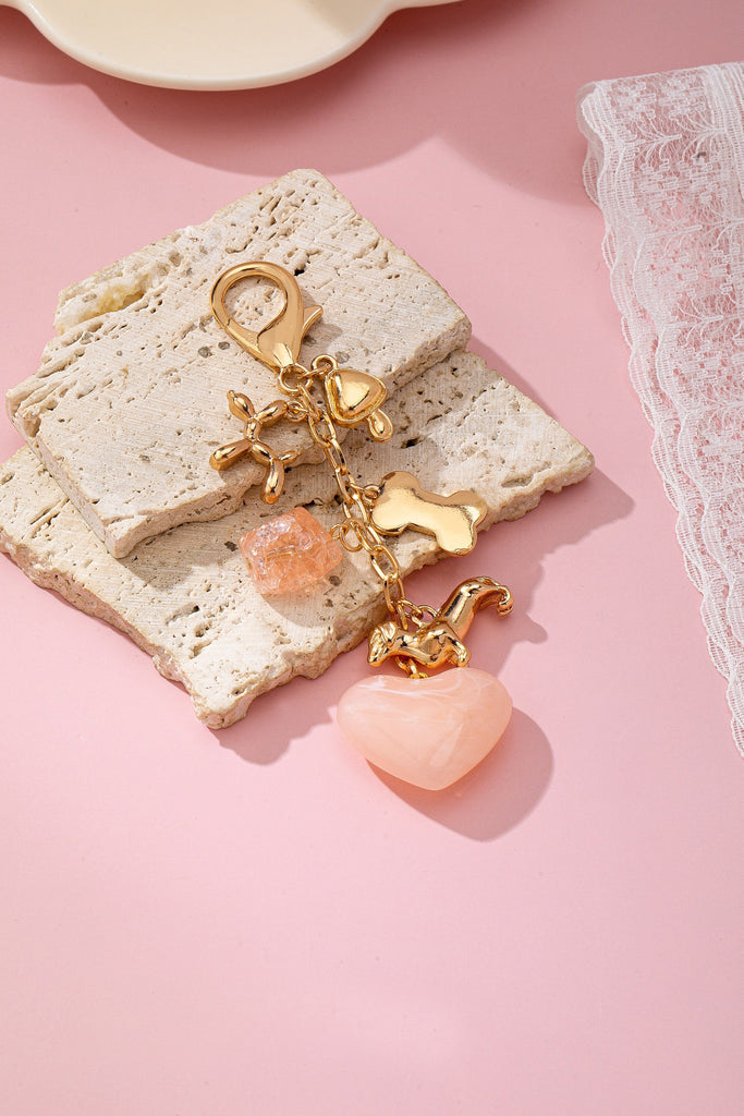 BAG CHARM-HEART DOG BONE BAG CHARM KEY CHAIN | 80K095