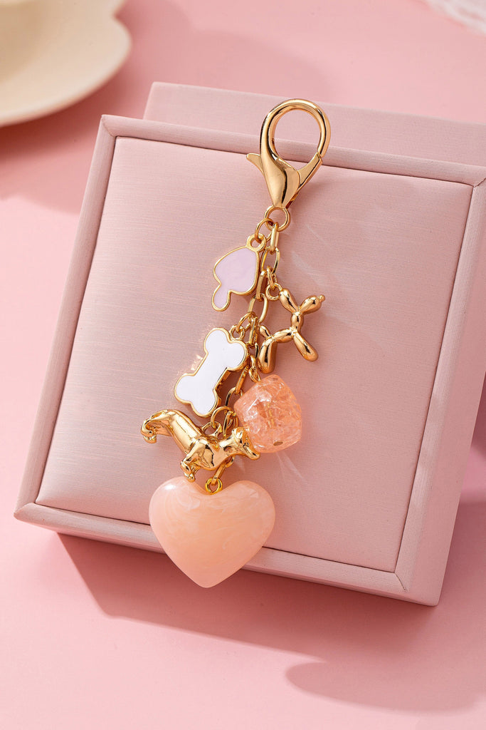 BAG CHARM-HEART DOG BONE BAG CHARM KEY CHAIN | 80K095