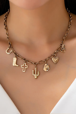CHARM NECKLACE-WESTERN CROSS HAT HORSESHOE | 80N92701