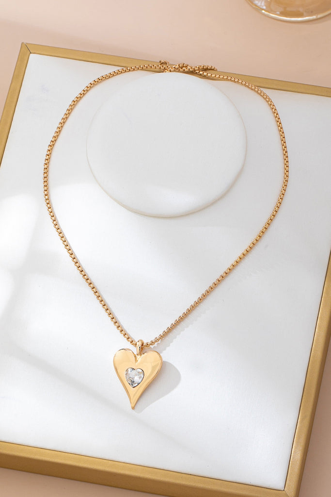 Gold-Tone Heart Pendant Necklace | 80N92699