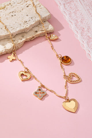 CHARM NECKLACE-HEARTS CLOVER STONE | 80N92688